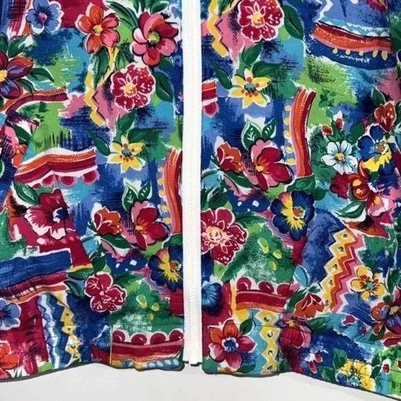 Vintage Koret Petites Womens Floral Zip-Up Jacket Medium Cotton Blend - Picture 4 of 9